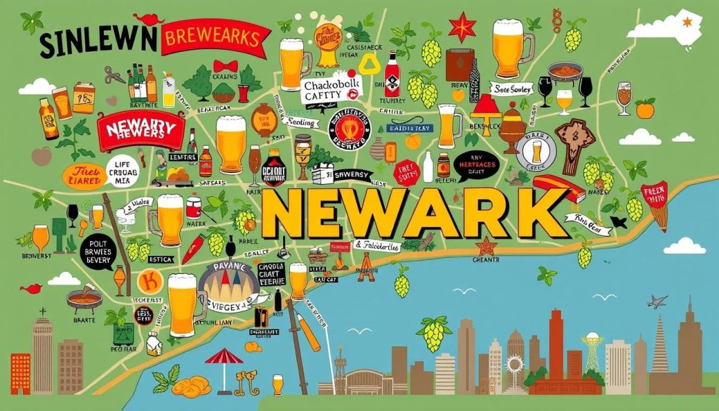 Newark brewery map