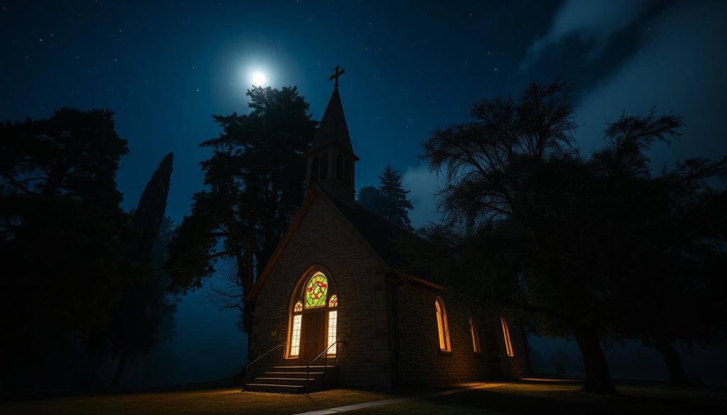 Old country church at night Old country church at night