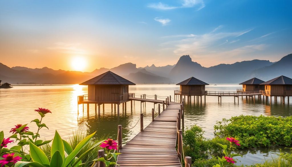 Overwater bungalows Inle Lake Overwater bungalows Inle Lake