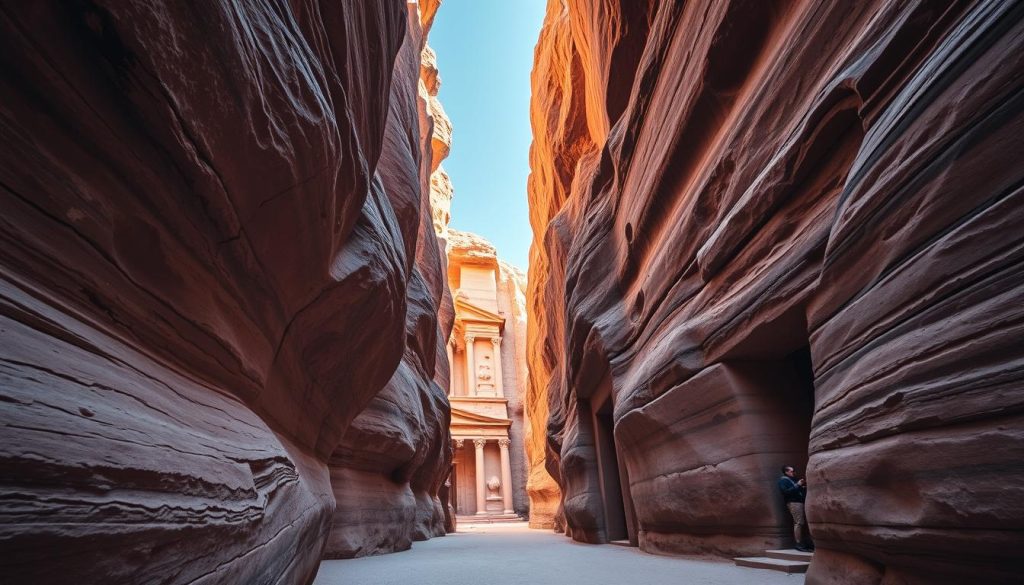 Petra ancient city entrance Siq