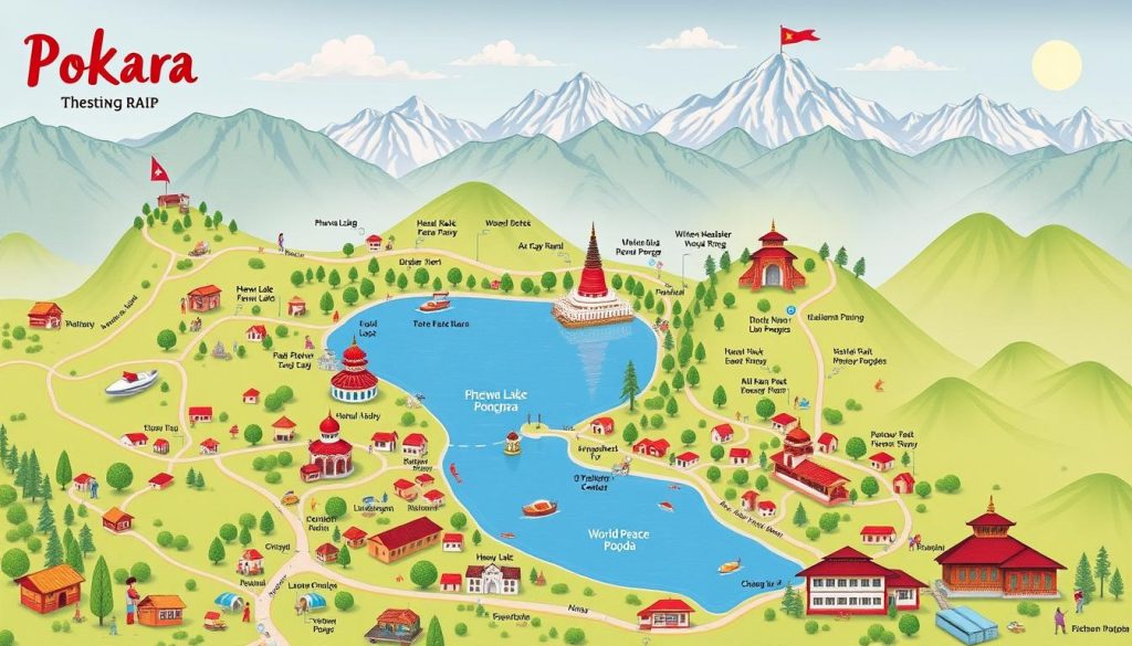 Pokhara sightseeing map Pokhara sightseeing map