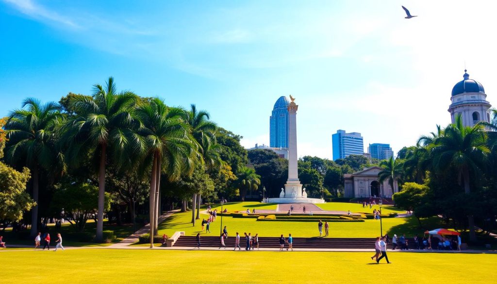 Rizal Park in Manila with cultural landmarks