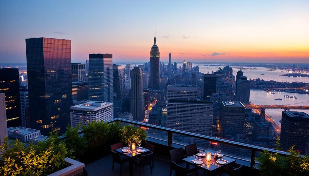 Rooftop views of New York skyline from Hoboken