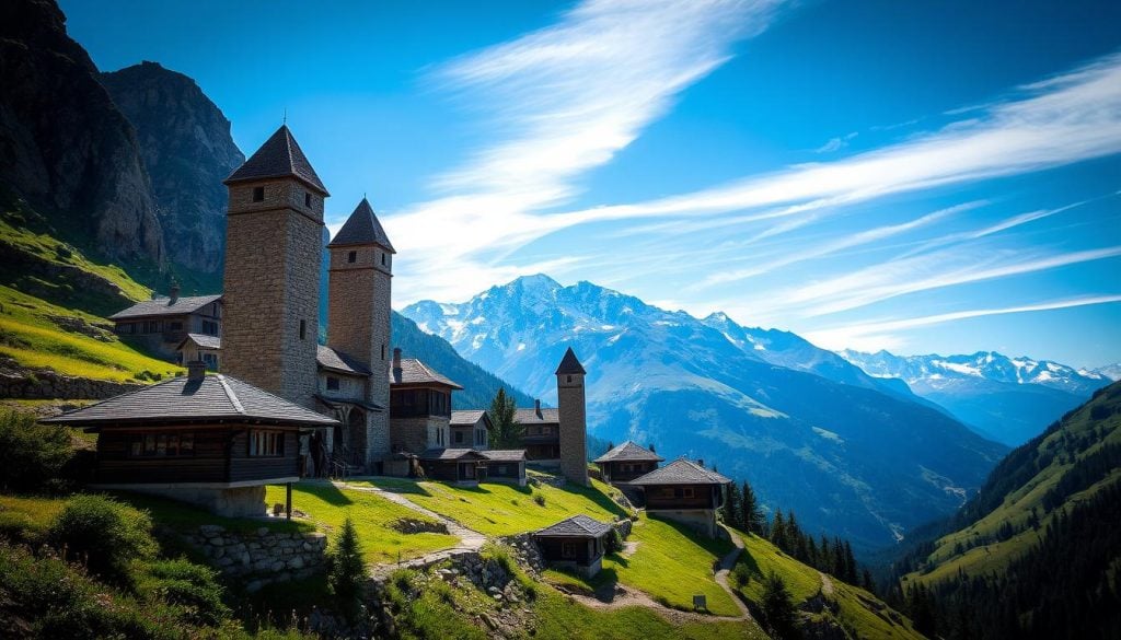 Svaneti mountain villages and towers