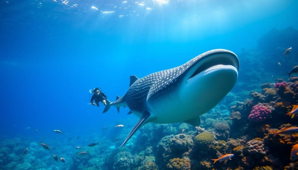 Swimming with whale sharks