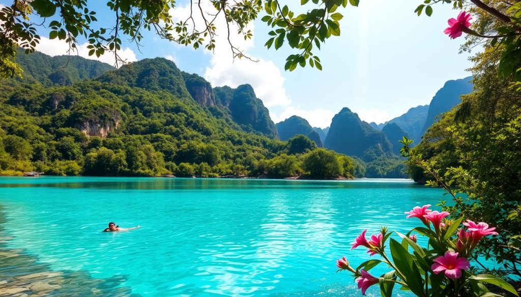 Vang Vieng swimming at blue lagoons Vang Vieng swimming at blue lagoons