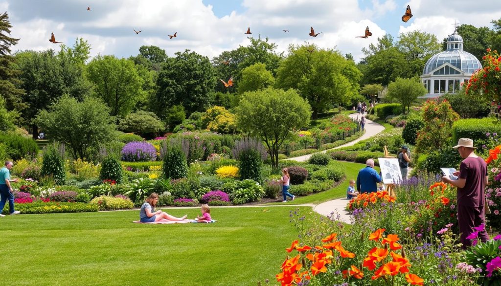 What outdoor activities can you enjoy in Garfield Park Conservatory and Gardens?