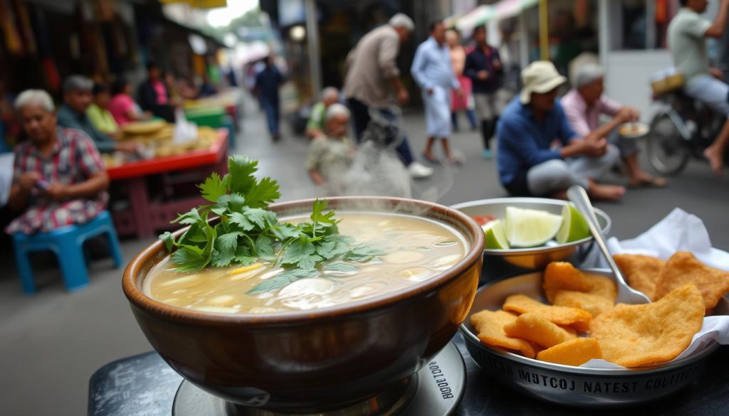 Yangon food featuring Mohinga