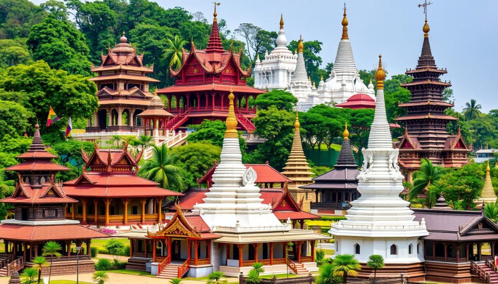 diversity of monastic architectures in Lumbini