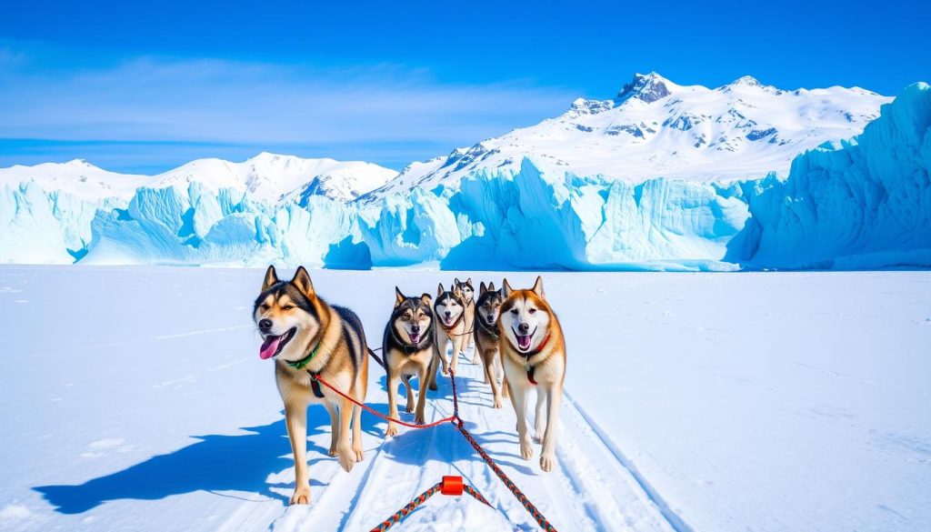 dog sledding on glaciers near Anchorage