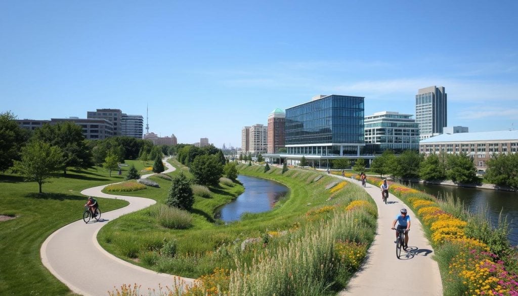 urban biking routes in South Bend