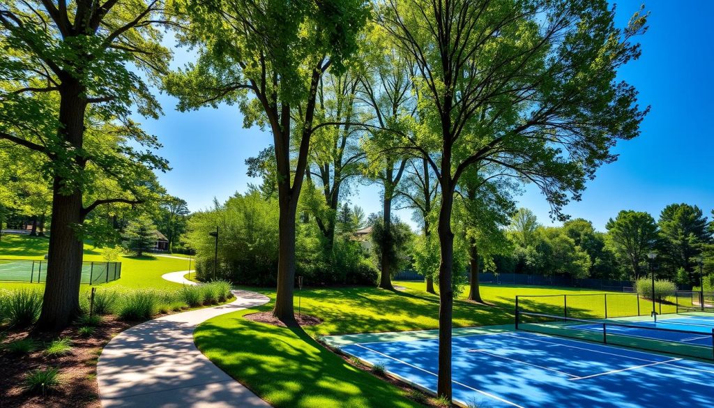 walking trails and tennis courts at General Getty Neighborhood Park walking trails and tennis courts at General Getty Neighborhood Park