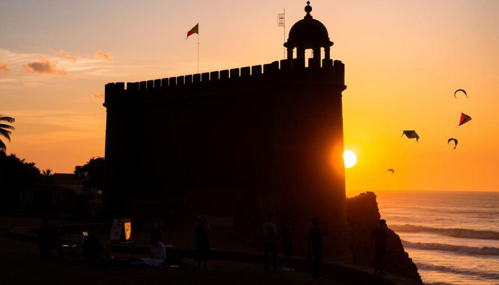 Activities during sunset in Galle Fort