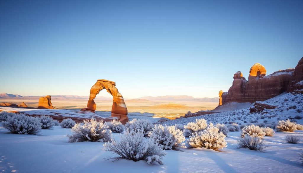 Arches National Park winter scenery Arches National Park winter scenery