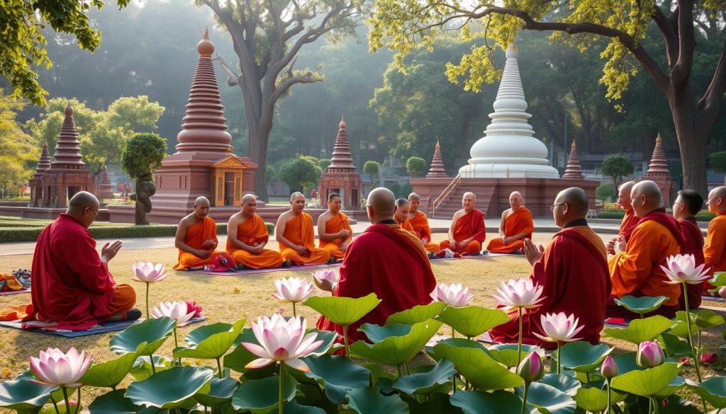 Buddhist chanting and prayer ceremonies in Lumbini