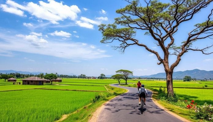 Cycling tours through Lumbini's countryside