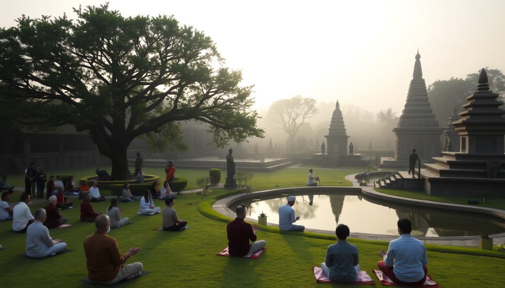 Daily religious activities in Lumbini