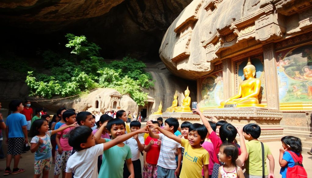 Dambulla Cave Temple with kids