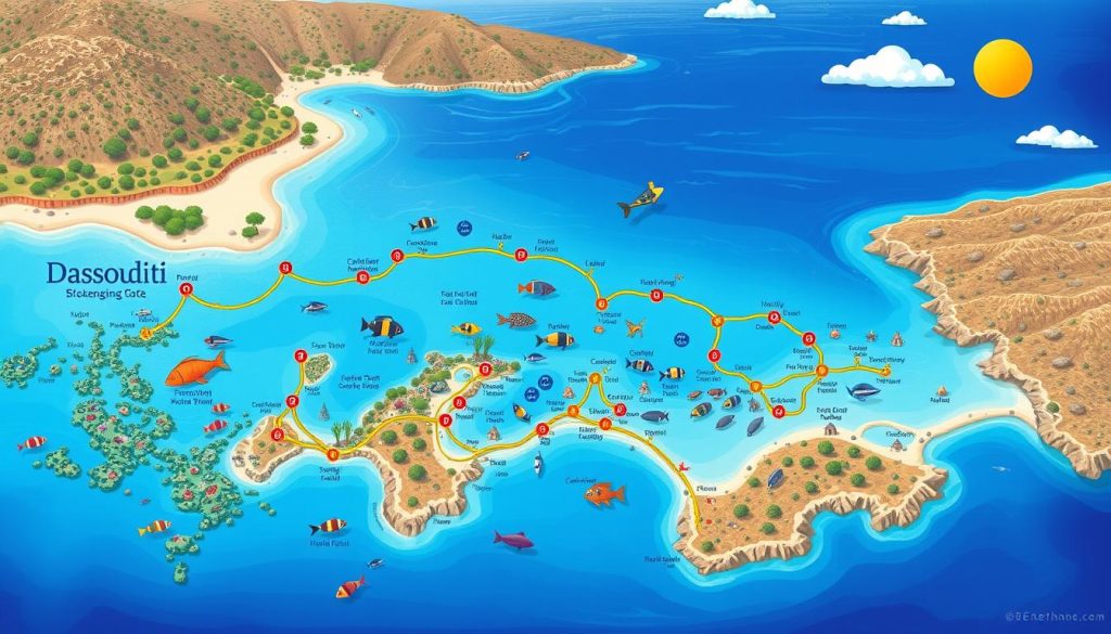 Dasoudi snorkeling routes map Dasoudi snorkeling routes map