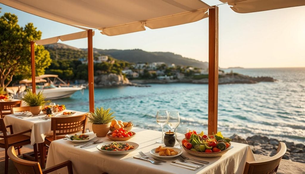 Dining near Konnos Bay