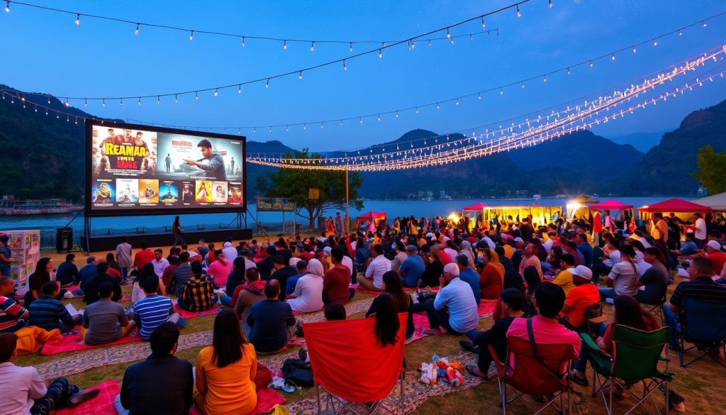 Diverse movie selection at outdoor cinema Pokhara Diverse movie selection at outdoor cinema Pokhara
