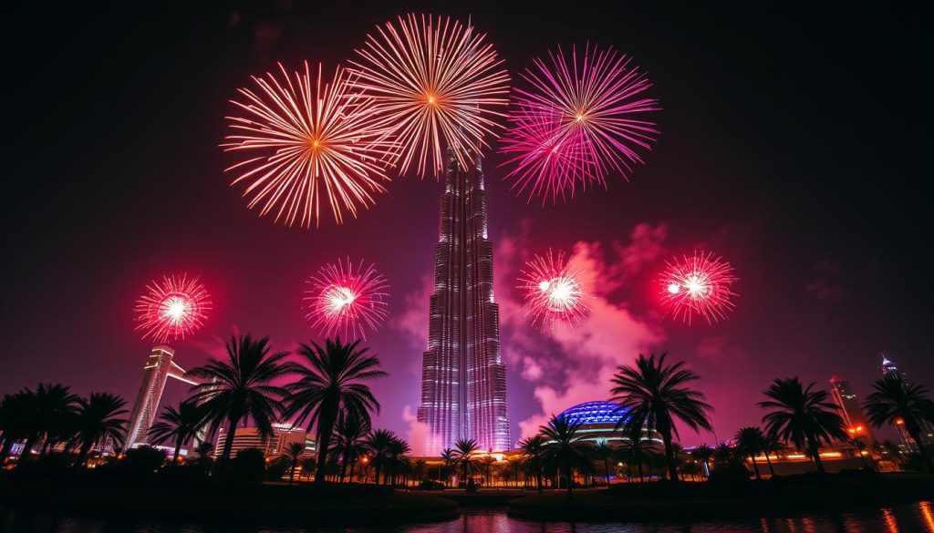 Dubai fireworks at Burj Khalifa Dubai fireworks at Burj Khalifa