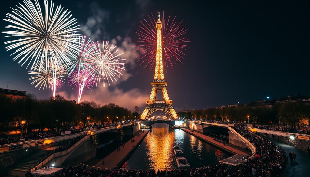 Eiffel Tower fireworks on New Year's Eve Eiffel Tower fireworks on New Year's Eve