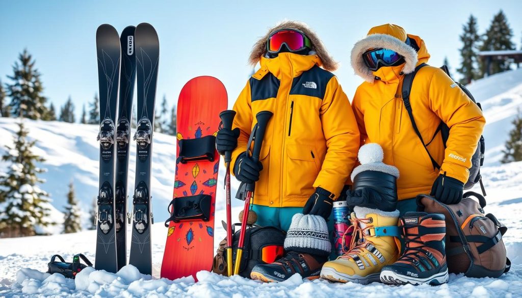 Essential ski equipment and snowboarding gear