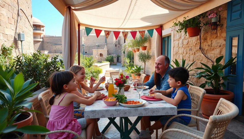 Family dining in Mdina Family dining in Mdina