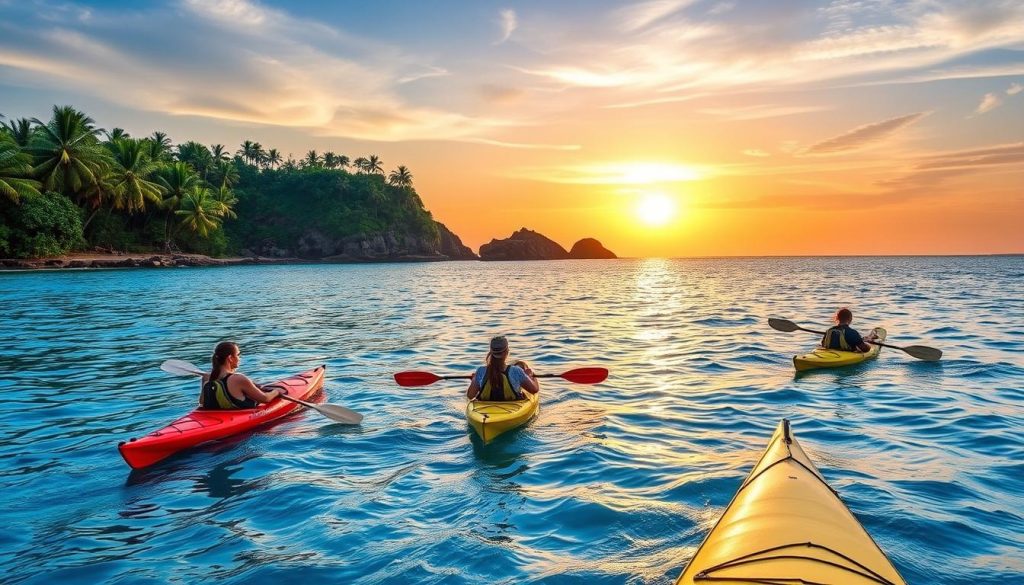 Guided kayak tours along Galle's coastline