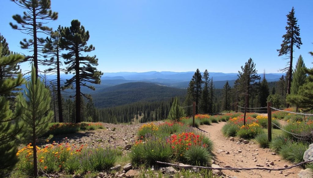 Hiking in Santa Fe trails with views