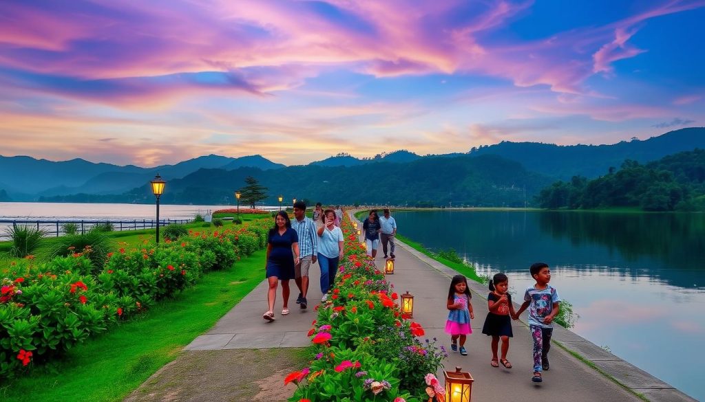 Kandy Lake families enjoying an evening stroll