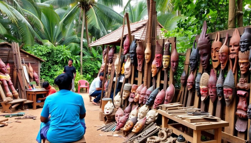 Mask carving demonstrations in Sri Lanka