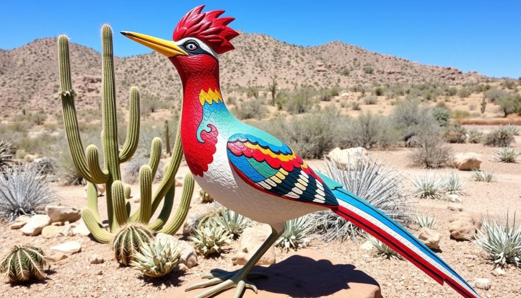 New Mexico Roadrunner sculpture in Las Cruces