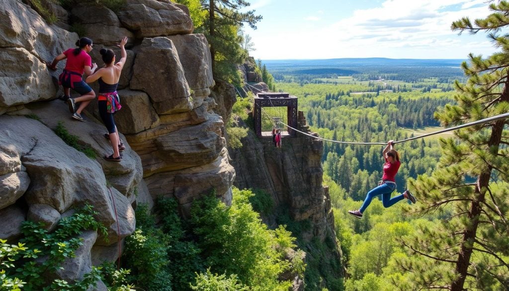 Outdoor activities rock climbing ziplining