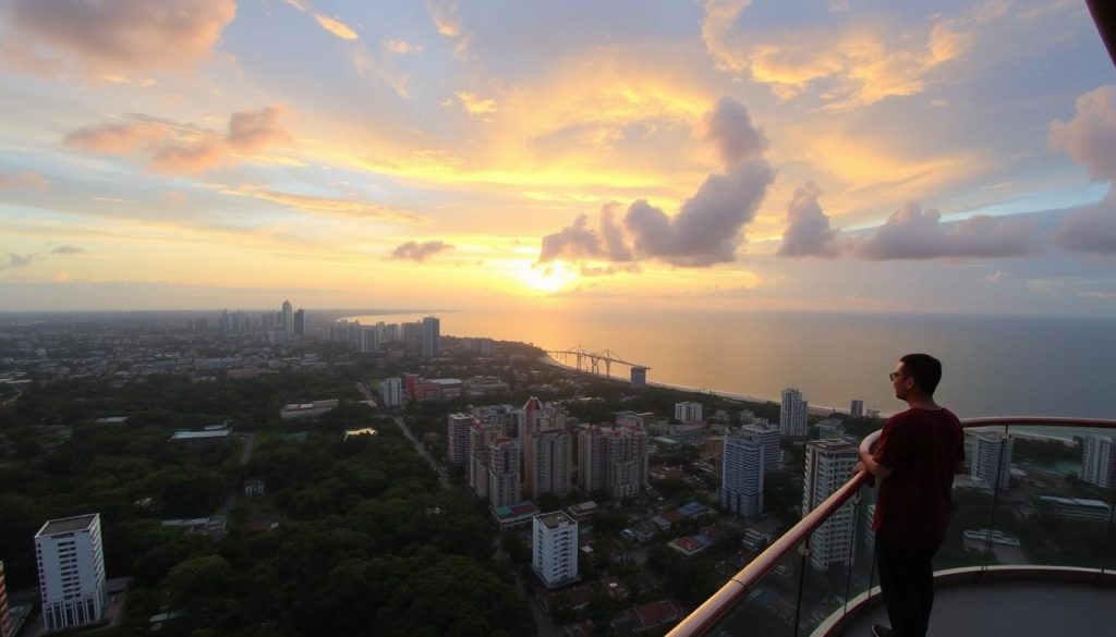 Panoramic views from the observation deck of Lotus Tower Panoramic views from the observation deck of Lotus Tower