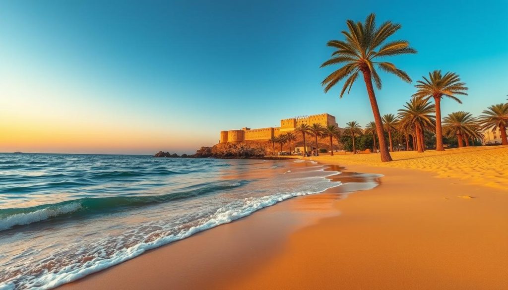 Qurum Beach and Old Fort Muscat Qurum Beach and Old Fort Muscat