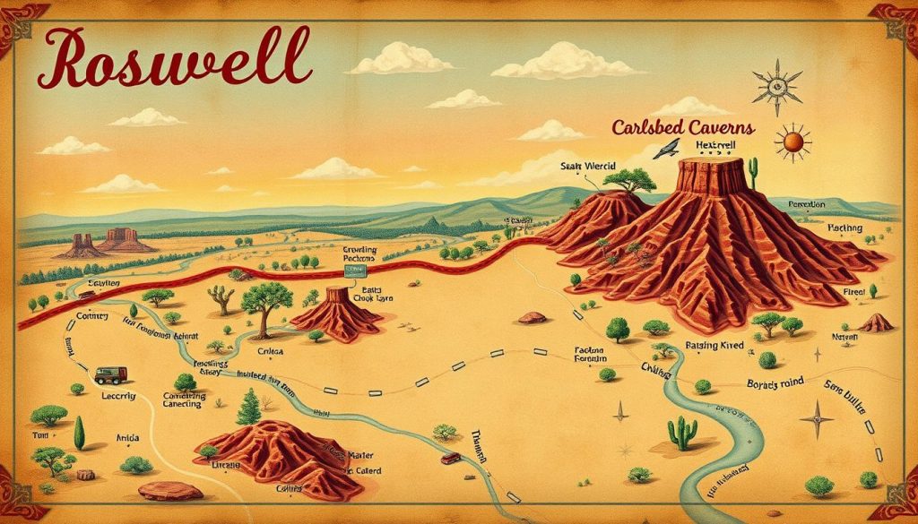 Roswell Carlsbad Caverns map