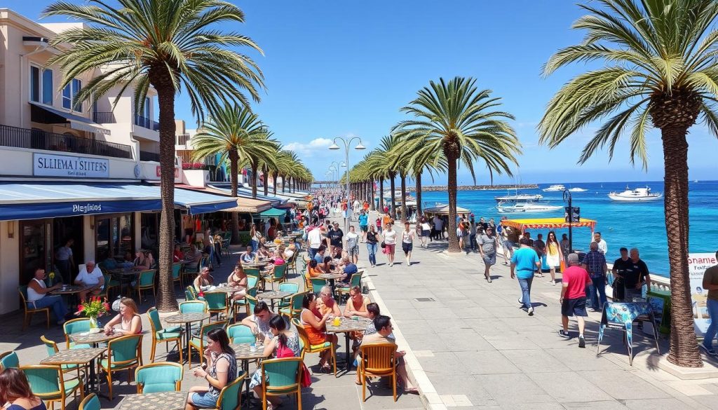 Sliema promenade attractions and dining options Sliema promenade attractions and dining options
