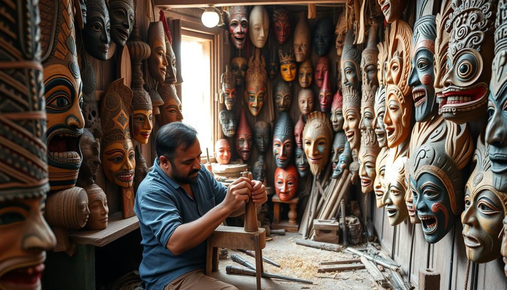 Sri Lankan mask carving