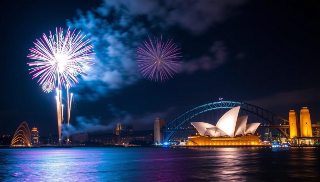 Sydney Harbor fireworks display Sydney Harbor fireworks display