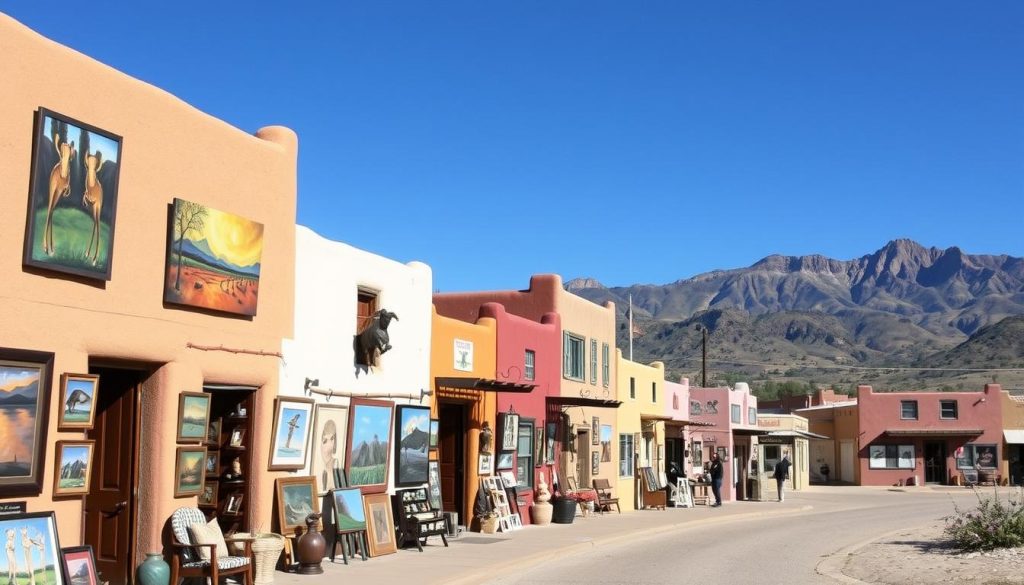 Taos art galleries showcasing local artists and their diverse mediums.