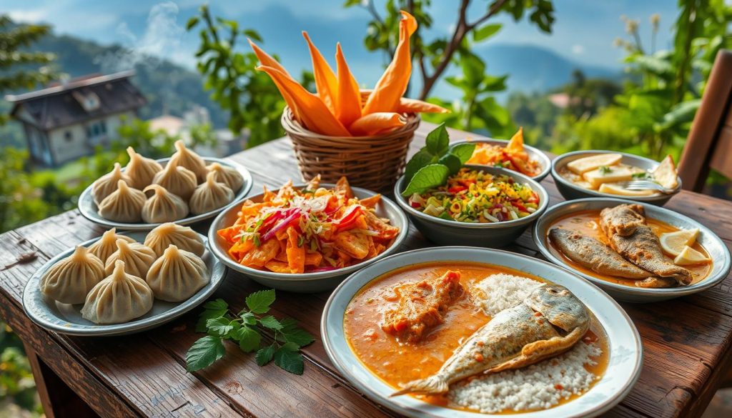 Traditional Nepalese dishes in Pokhara