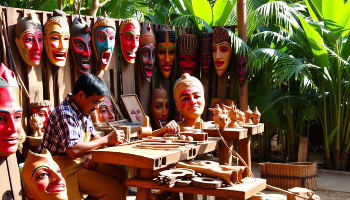 Traditional mask carving demonstrations in Galle