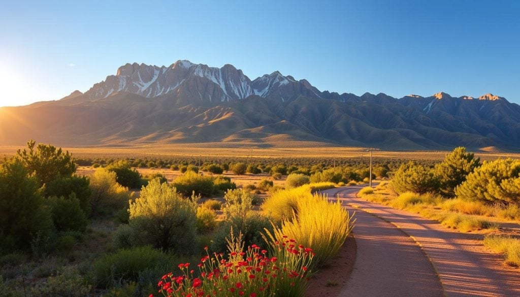 Tramway Bike Trail with views of Sandia Mountains