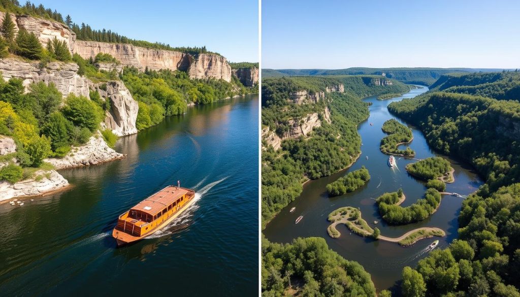 Upper Dells boat trips and Lower Dells river excursions Upper Dells boat trips and Lower Dells river excursions