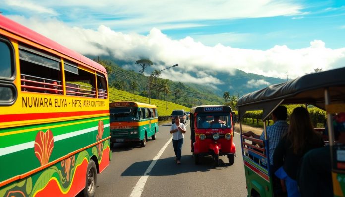 What are the options for public transportation in Nuwara Eliya?