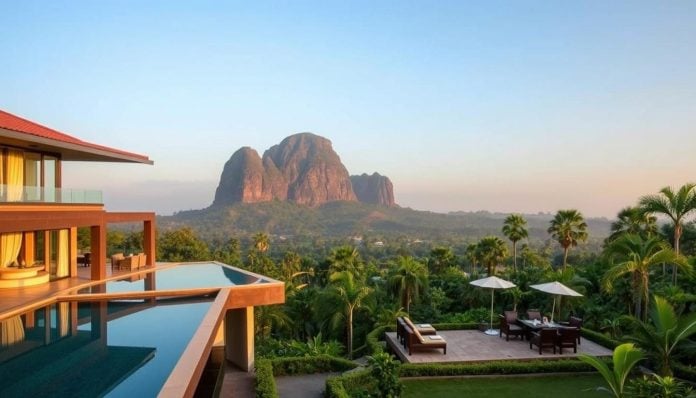 What are the top luxury hotels in Sigiriya with views of the rocks?