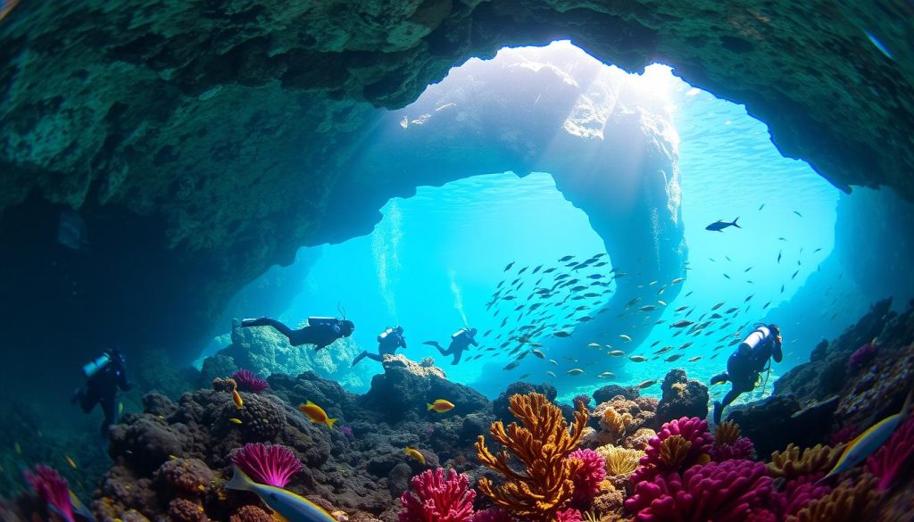 What swimming and diving experiences are available at Dwerja Bay? What swimming and diving experiences are available at Dwerja Bay?