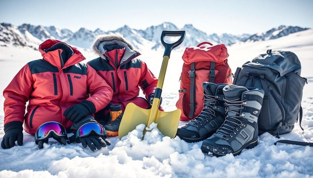 Winter adventure travel safety gear